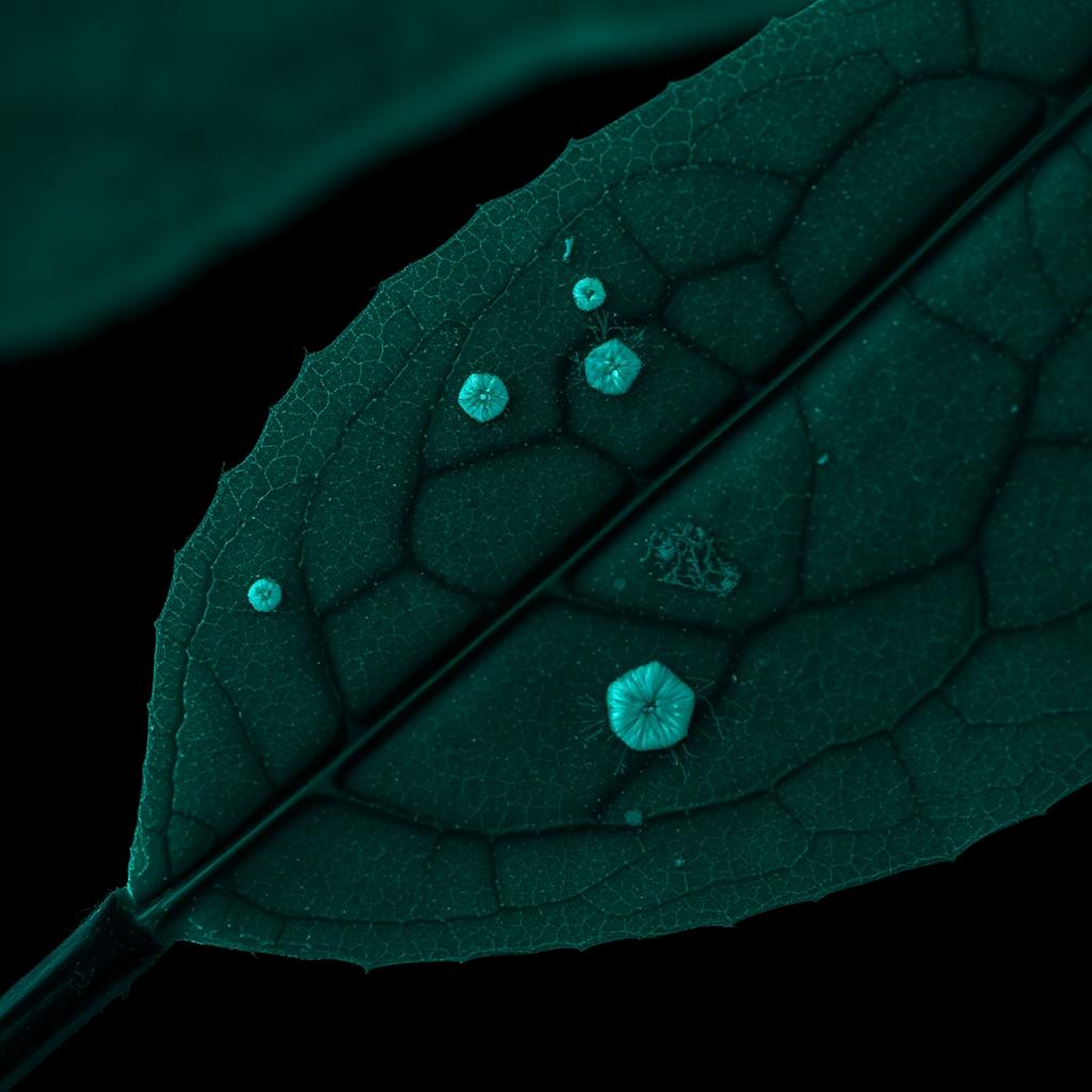 Microscopic potato leaf sample QX-9942-B with subtle blight lesions